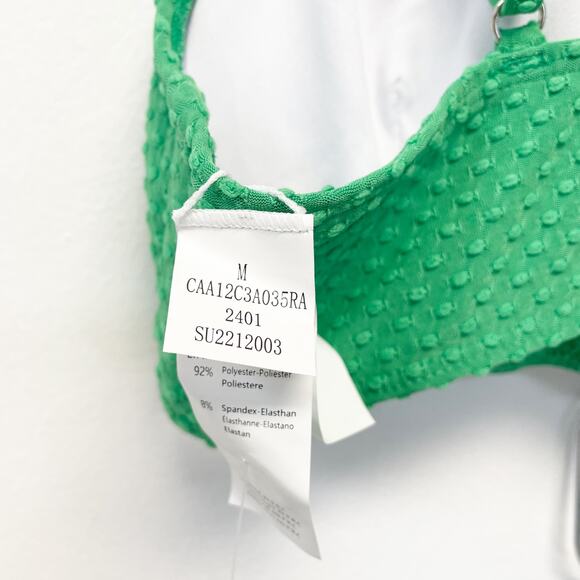 Cupshe Women's Textured Bralette & High Waist Bikini Set Green Size M - Picture 5 of 8